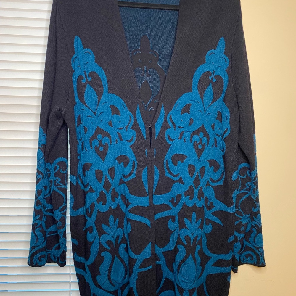 Chico's Black and Teal Knit Top